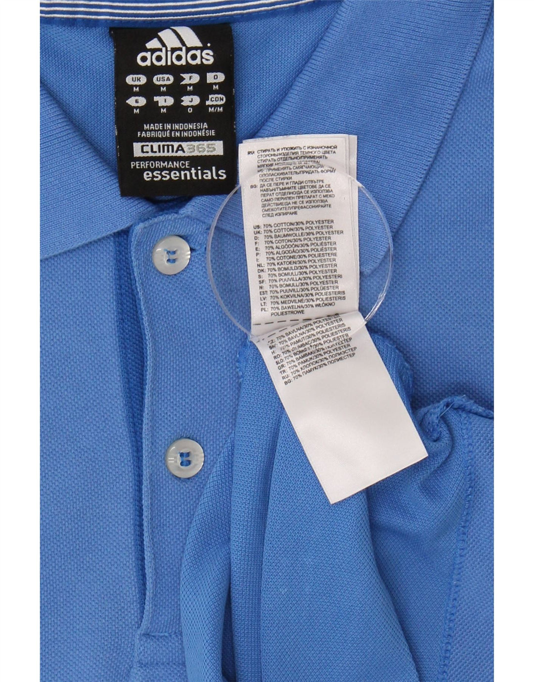 ADIDAS Mens Clima 365 Graphic Polo Shirt Medium Blue Cotton Vintage Adidas and Second-Hand Adidas from Messina Hembry 
