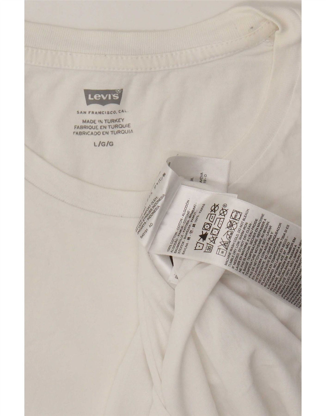 Levi's Mens Graphic T-Shirt Top Large White Striped Cotton