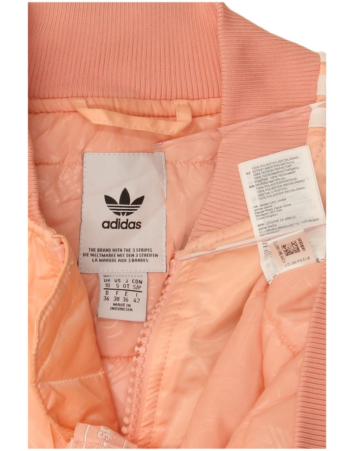 ADIDAS Womens Oversized Graphic Padded Jacket UK 10 Small Pink Polyester