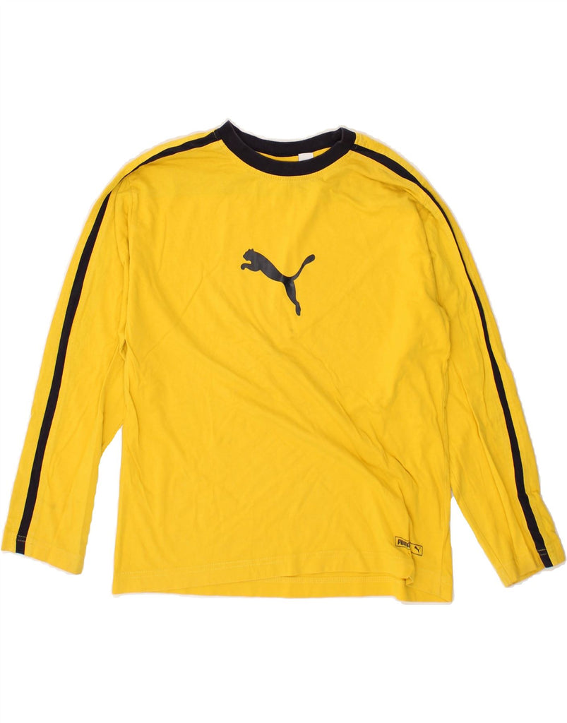 PUMA Boys Graphic Top Long Sleeve 11-12 Years Yellow Colourblock Cotton | Vintage Puma | Thrift | Second-Hand Puma | Used Clothing | Messina Hembry 