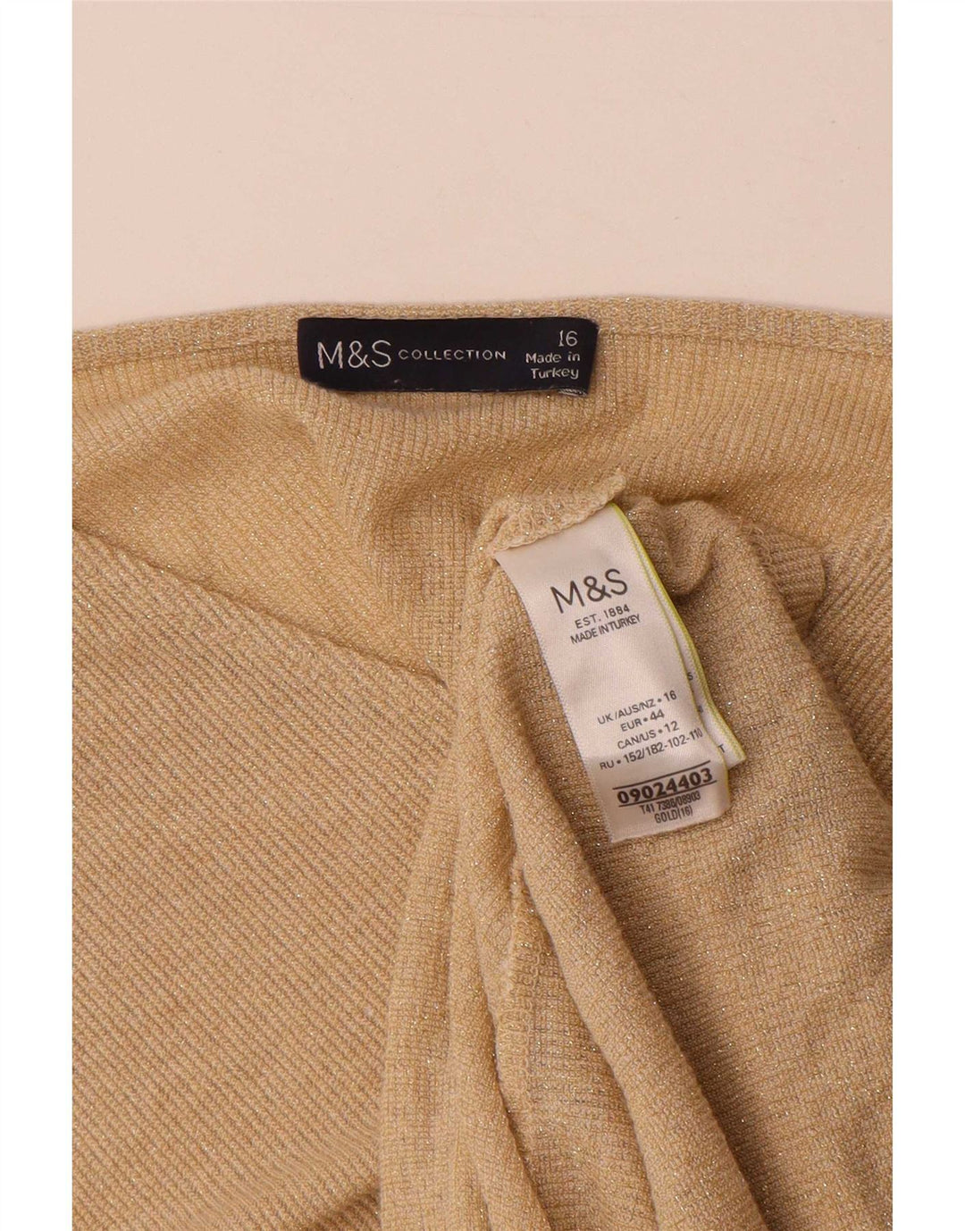 Marks & Spencer Womens Batwing Blouse Top UK 16 Large Gold Flecked Viscose