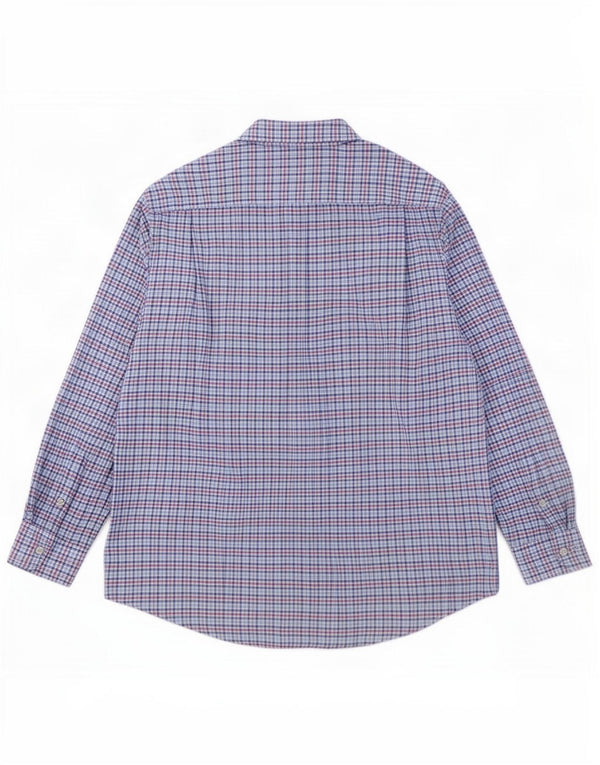 Chaps Mens Shirt Medium Blue Check Cotton