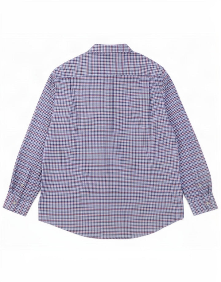Chaps Mens Shirt Medium Blue Check Cotton