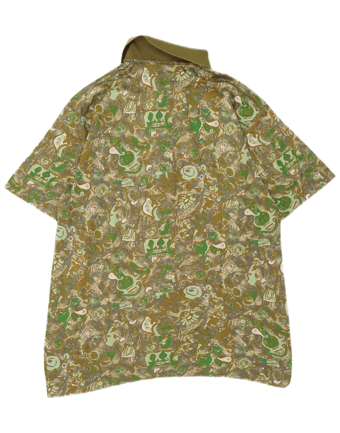 NINO MARINI Mens Polo Shirt Medium Khaki Paisley Cotton