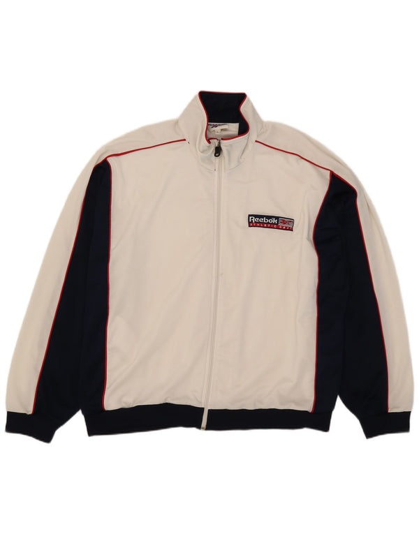 Reebok Mens Tracksuit Top Jacket Large White Colourblock Polyester