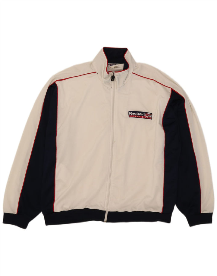 Reebok Mens Tracksuit Top Jacket Large White Colourblock Polyester