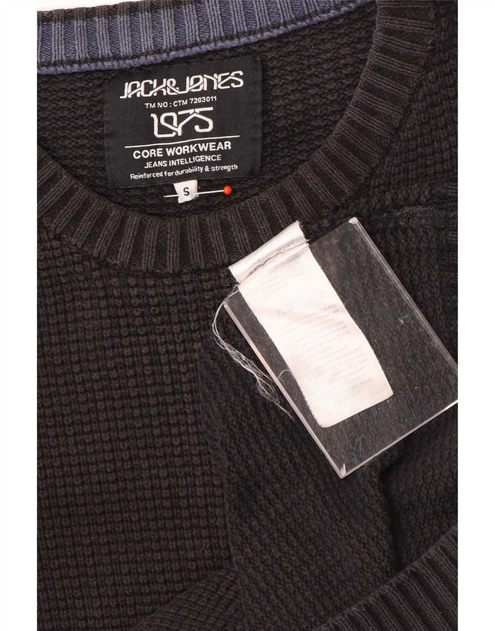 Jack & Jones Mens Crew Neck Jumper Sweater Small Black Cotton