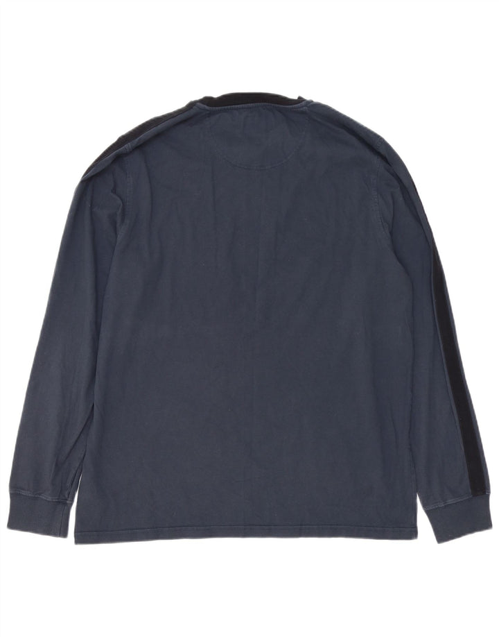 BARBOUR Mens Tailored Fit Top Long Sleeve Large Navy Blue Colourblock
