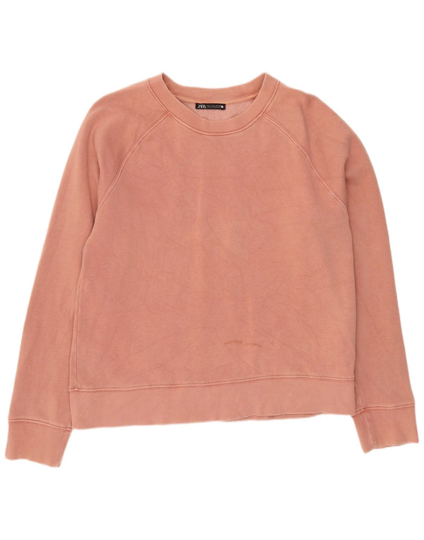 Zara Womens Sweatshirt Jumper UK 16 Large Pink Cotton
