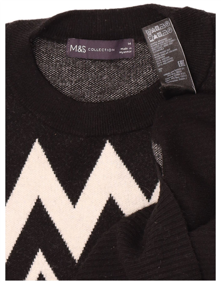 Marks & Spencer Womens Crew Neck Jumper Sweater UK 14 Medium Black