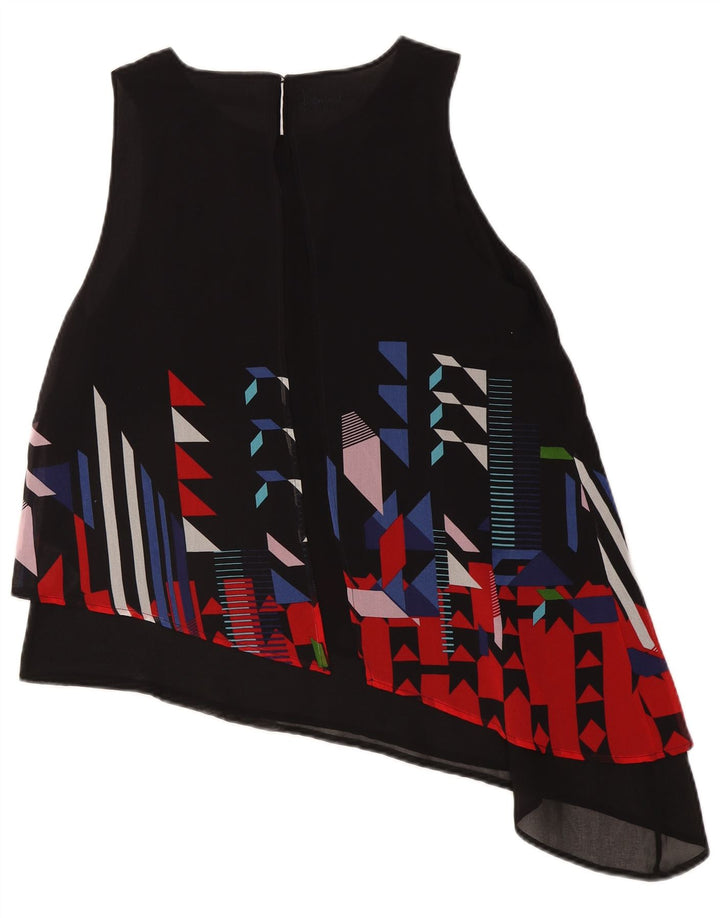 Desigual Womens Asymmetric Blouse Top UK 14 Large Black Geometric Polyester