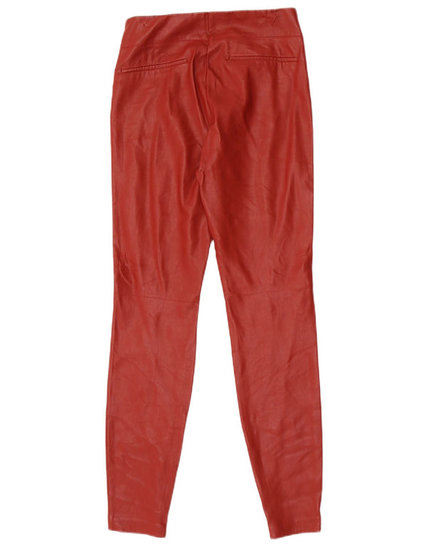 Zara Womens Skinny Leather Trousers Medium W28 L29 Burgundy