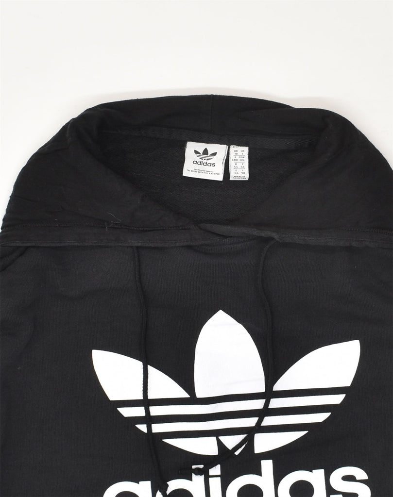 ADIDAS Womens Graphic Hoodie Jumper UK 18 XL Black Cotton | Vintage Adidas | Thrift | Second-Hand Adidas | Used Clothing | Messina Hembry 