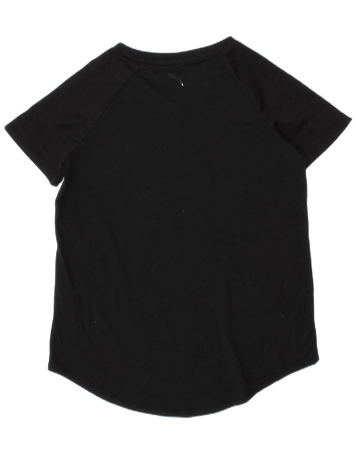 Puma Girls Graphic T-Shirt Top 12-13 Years Large Black Polyester