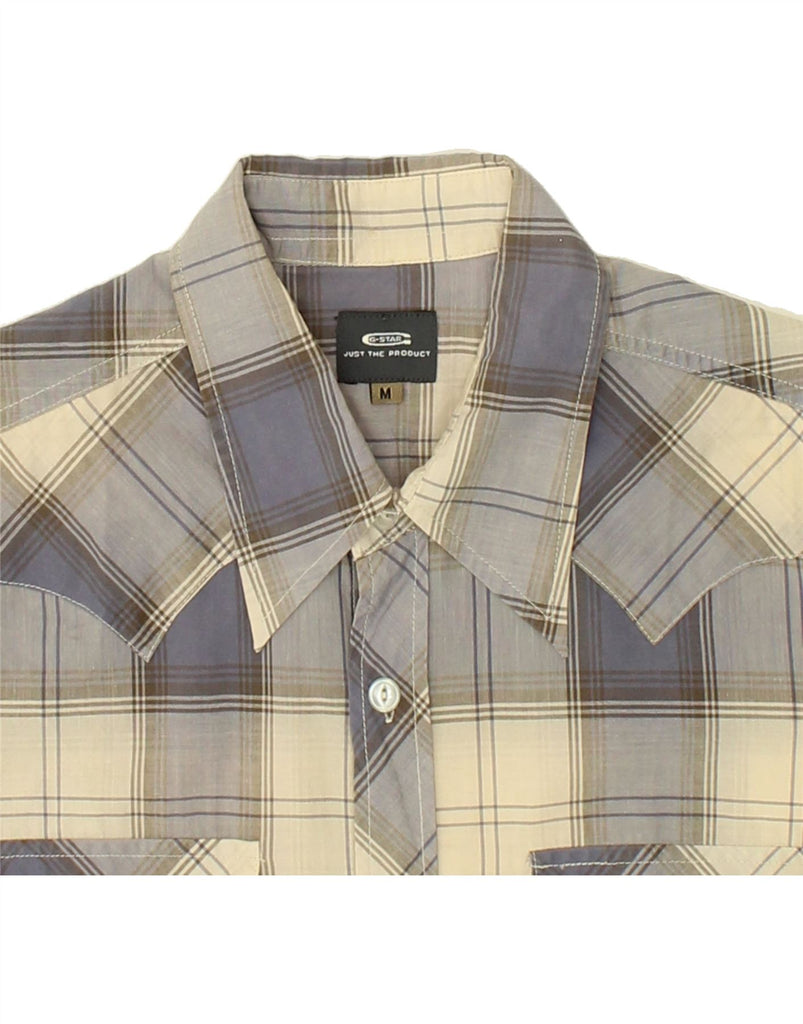 G-STAR Mens Short Sleeve Shirt Medium Beige Check Cotton | Vintage G-Star | Thrift | Second-Hand G-Star | Used Clothing | Messina Hembry 