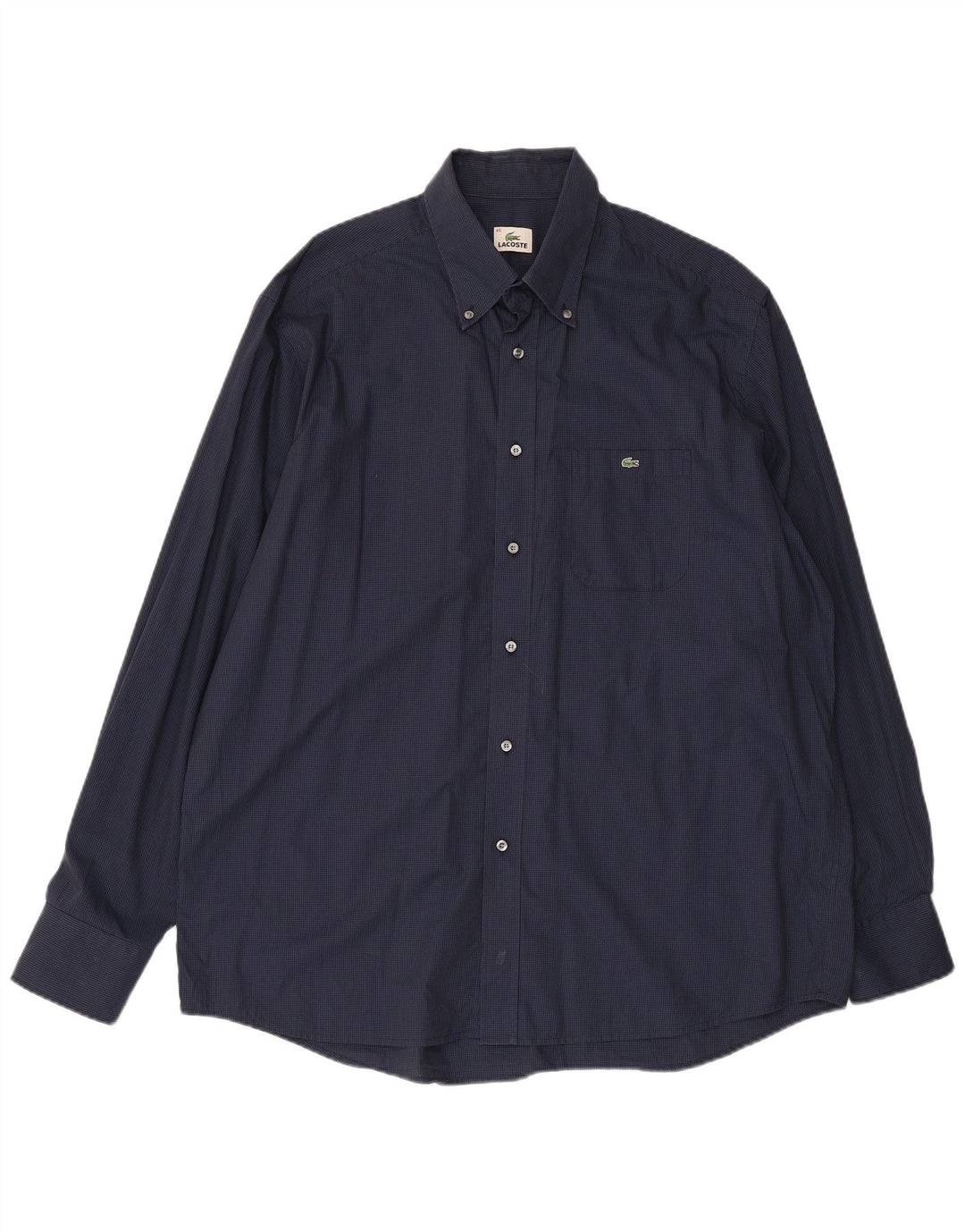 LACOSTE Mens Shirt Size 45 XL Navy Blue Check Cotton
