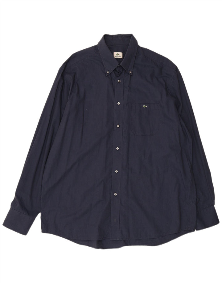 LACOSTE Mens Shirt Size 45 XL Navy Blue Check Cotton