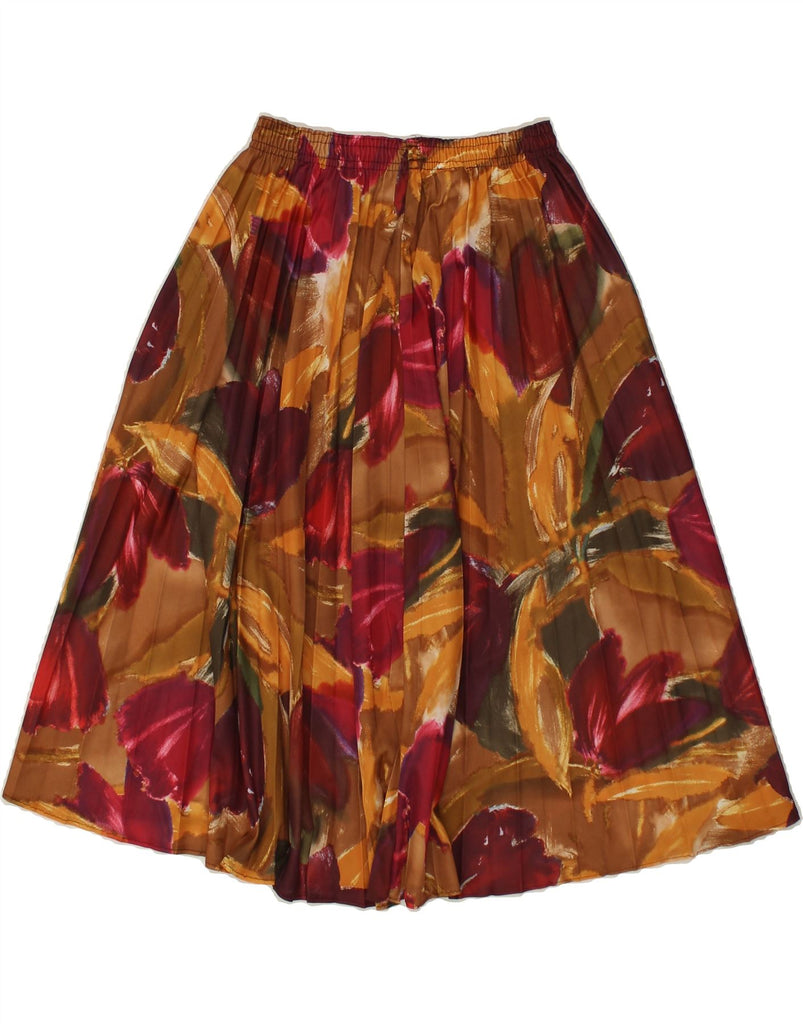 VINTAGE Womens Pleated A-Line Skirt IT 46/48 Large W34 Brown Floral Vintage Vintage and Second-Hand Vintage from Messina Hembry 