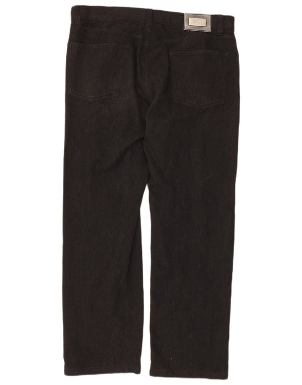 HUGO BOSS Mens Alabama Straight Corduroy Trousers W38 L32 Black Viscose