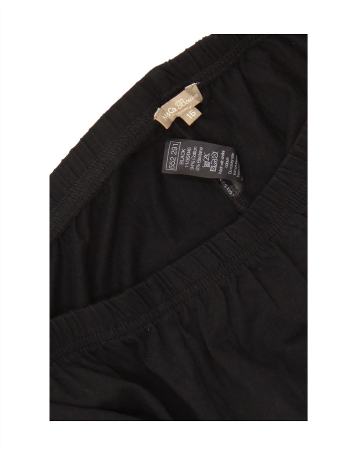 M&Co Womens Capri Leggings UK 16 Large Black Cotton