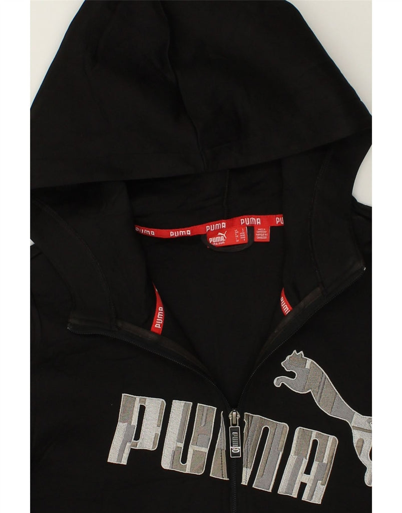 PUMA Mens Graphic Zip Hoodie Sweater Small Black Cotton | Vintage Puma | Thrift | Second-Hand Puma | Used Clothing | Messina Hembry 