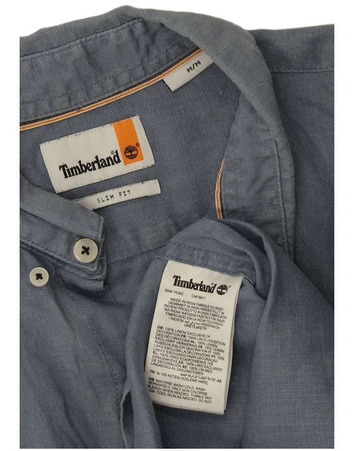 Timberland Mens Slim Fit Shirt Medium Blue Linen