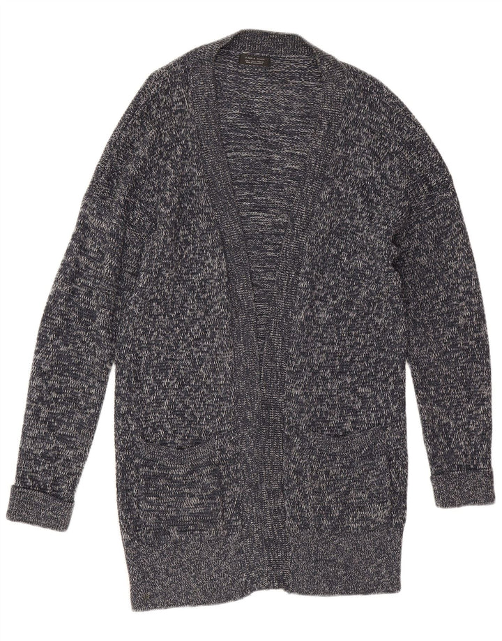 Zara Mens Cardigan Sweater Small Grey Flecked Cotton