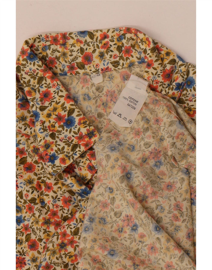 Vintage Womens Shirt IT 42/44 Large Multicoloured Floral Cotton