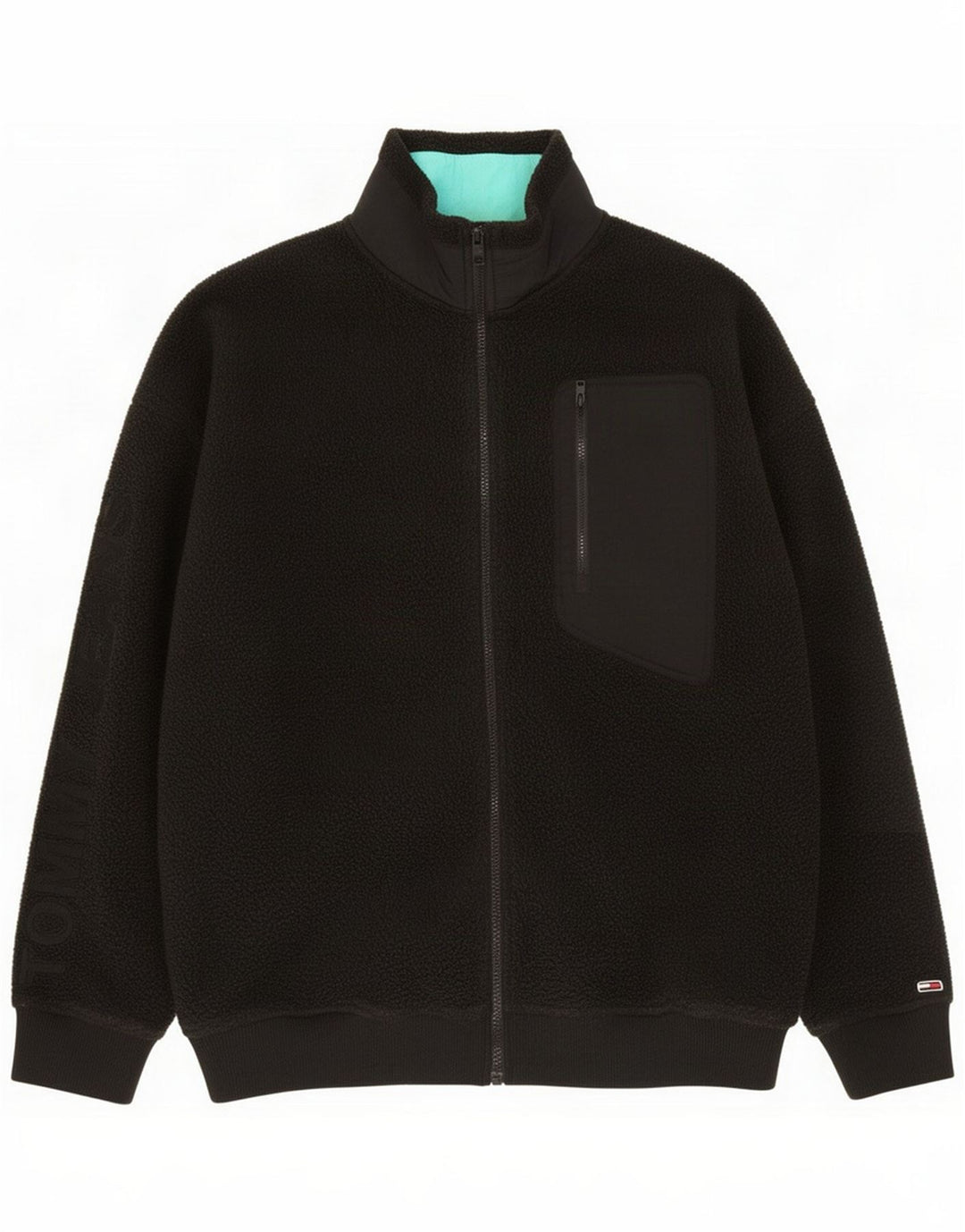 Tommy Hilfiger Mens Graphic Fleece Jacket UK 40 Large Black Polyester