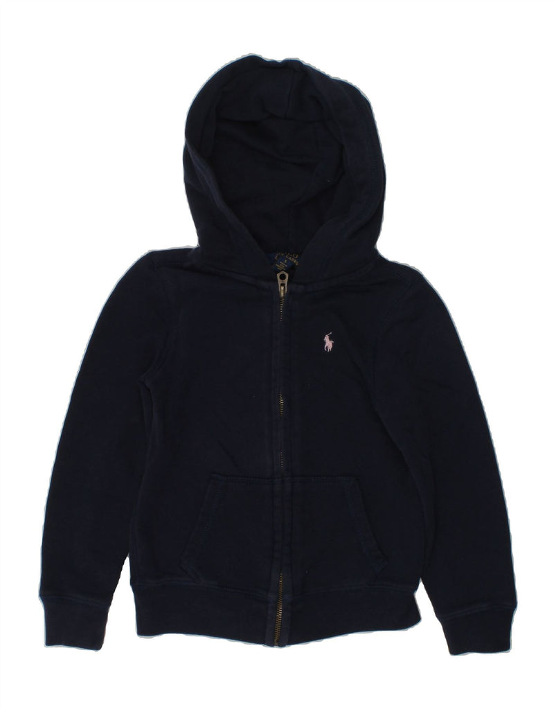 POLO RALPH LAUREN Girls Zip Hoodie Sweater 4-5 Years Navy Blue Cotton | Vintage Polo Ralph Lauren | Thrift | Second-Hand Polo Ralph Lauren | Used Clothing | Messina Hembry 