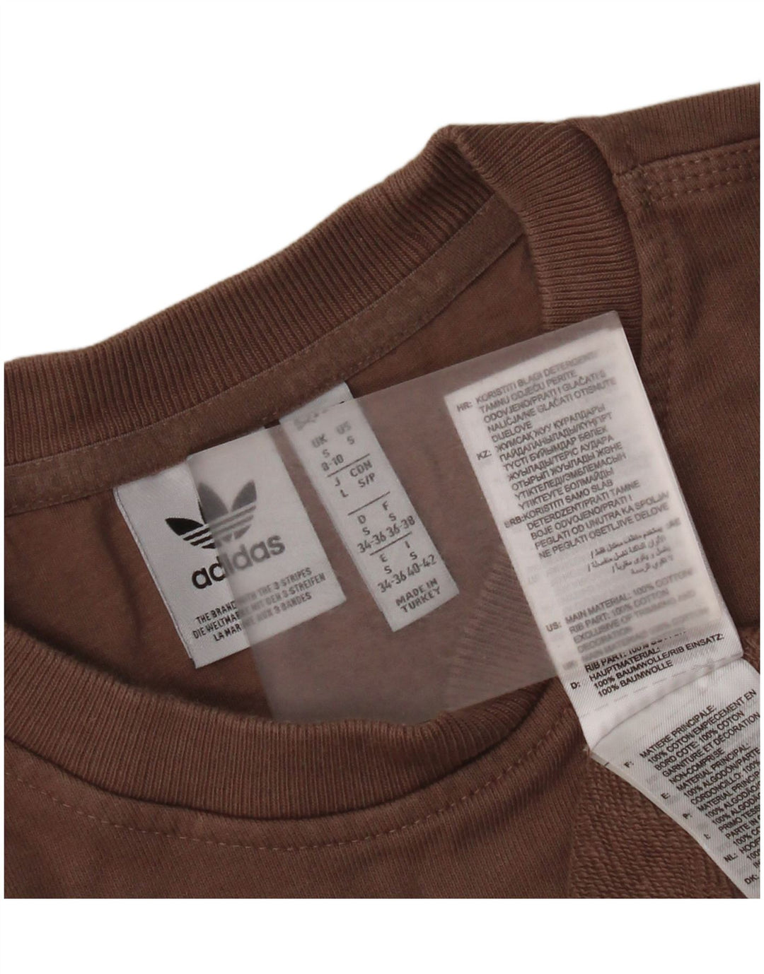 Adidas Womens Oversized Sweatshirt Jumper UK 8/10 Small Brown Cotton
