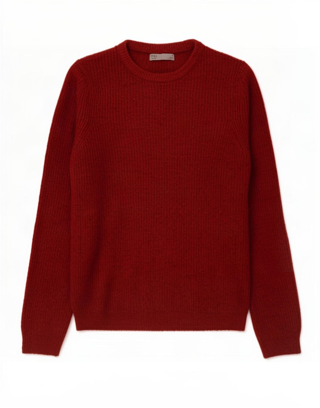 Marks & Spencer Mens Crew Neck Jumper Sweater Medium Burgundy Acrylic