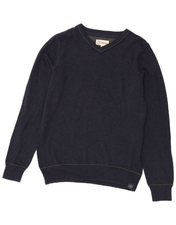 Fat Face Mens V-Neck Jumper Sweater Medium Navy Blue Cotton