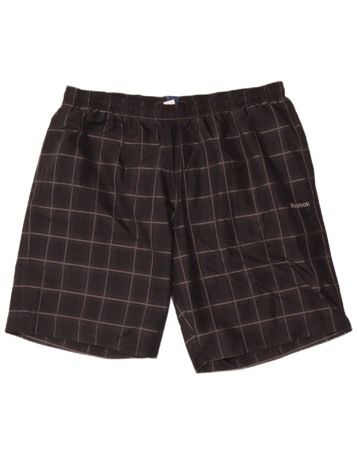 Reebok Mens Sport Shorts XL  Black Check Polyester