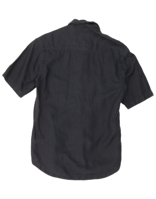 Calvin Klein Jeans Mens Short Sleeve Shirt Large Navy Blue Linen