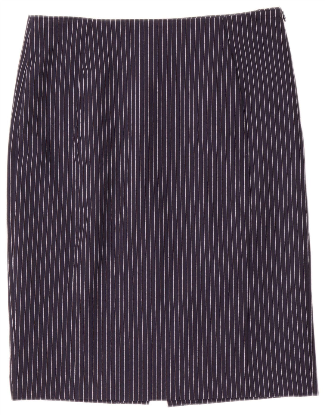 Benetton Womens Straight Skirt UK 12 Medium W32 Navy Blue Pinstripe