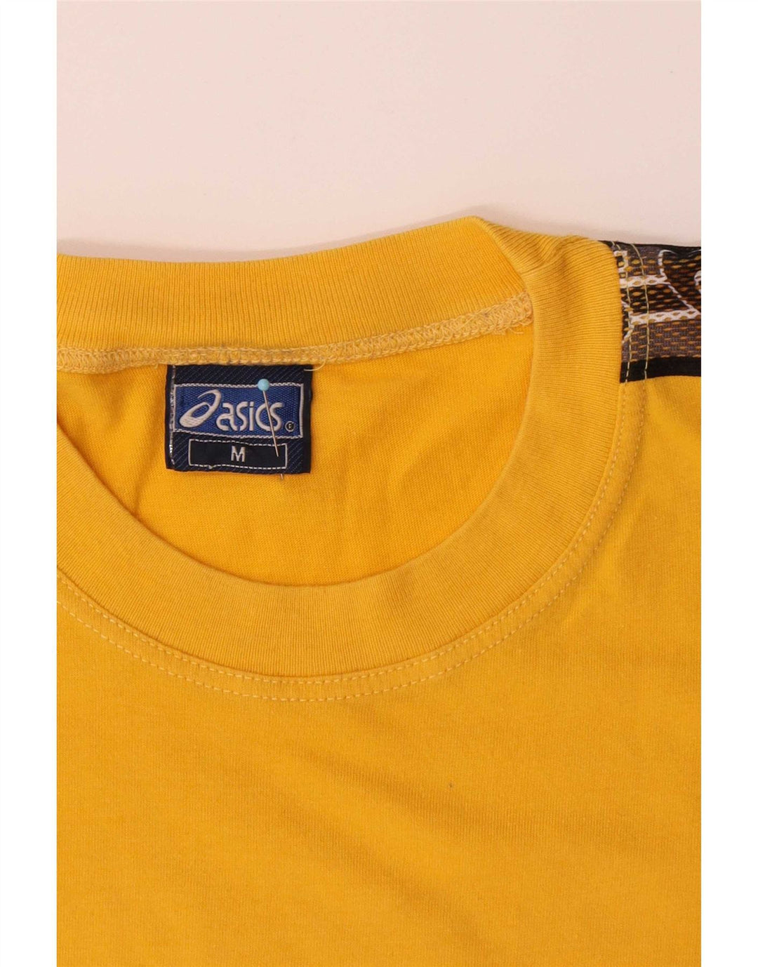Asics Mens Graphic T-Shirt Top Medium Yellow Colourblock Cotton