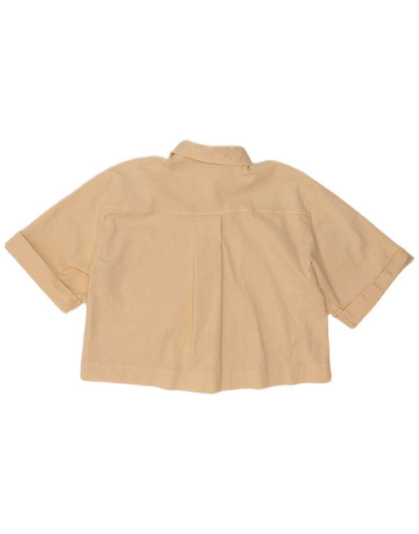 Zara Womens Oversized Short Sleeve Crop Shirt Blouse UK 10 Small Yellow
