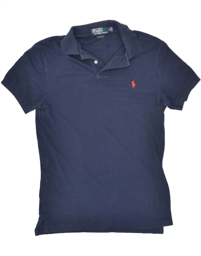 POLO RALPH LAUREN Mens Slim Fit Polo Shirt Small Navy Blue Cotton | Vintage Polo Ralph Lauren | Thrift | Second-Hand Polo Ralph Lauren | Used Clothing | Messina Hembry 