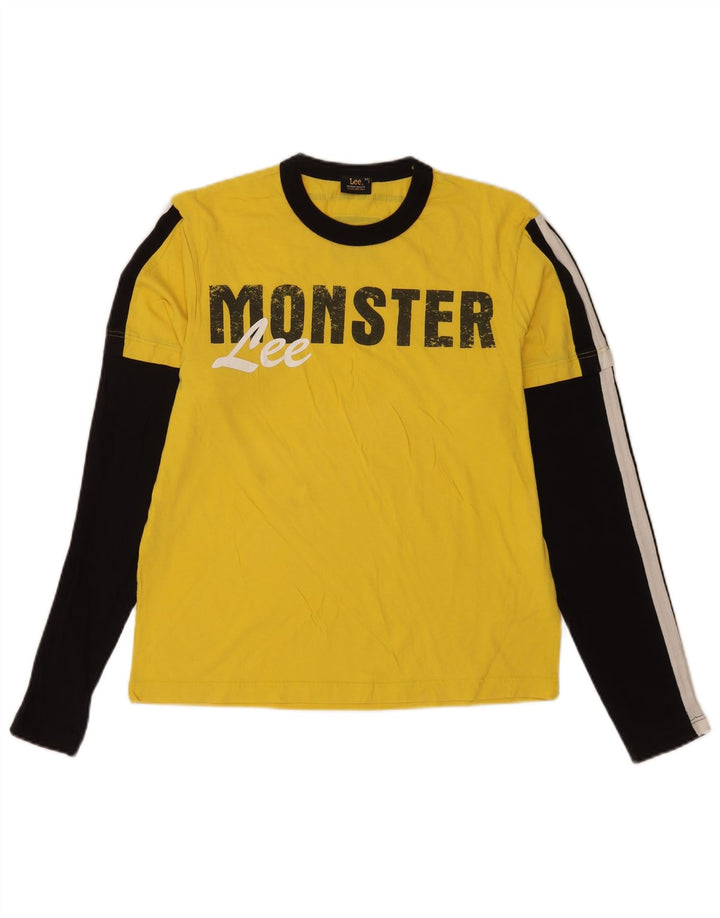 Lee Mens Graphic Top Long Sleeve Medium Yellow Colourblock Cotton