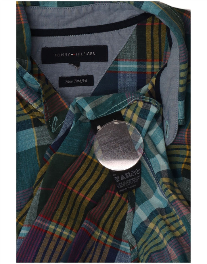 Tommy Hilfiger Mens Shirt XL Turquoise Check Cotton