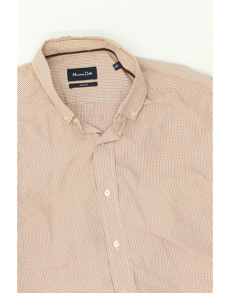 MASSIMO DUTTI Mens Slim Fit Shirt Large Orange Check Cotton | Vintage Massimo Dutti | Thrift | Second-Hand Massimo Dutti | Used Clothing | Messina Hembry 