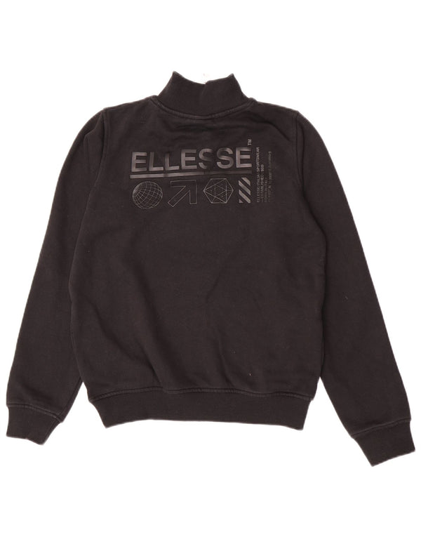 Ellesse Boys Graphic Zip Neck Sweatshirt Jumper 13-14 Years Black Sports