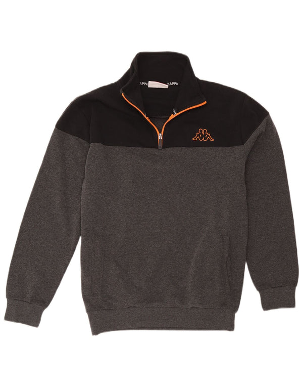 Kappa Mens Zip Neck Fleece Jumper Large Grey Colourblock Polyester
