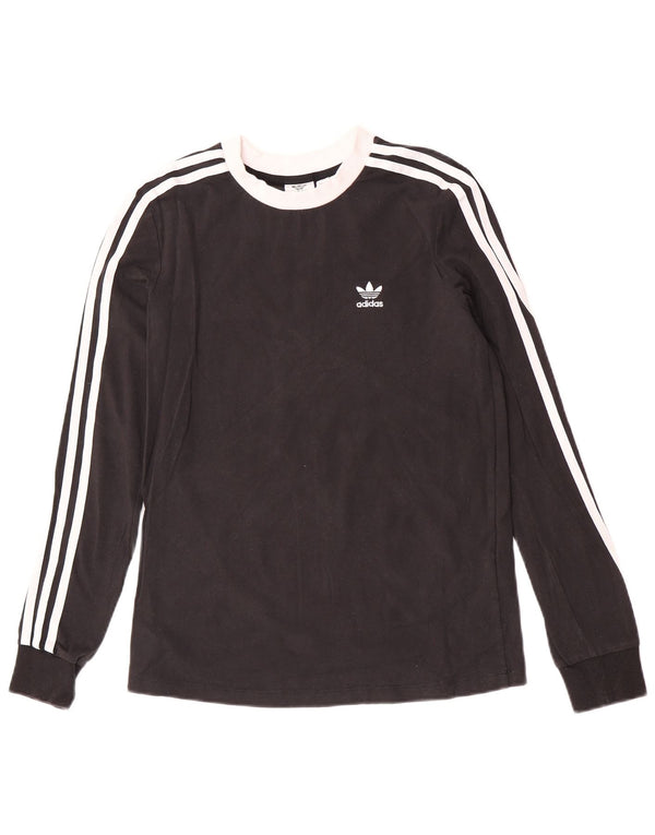 Adidas Womens Top Long Sleeve UK 8 Small Black Colourblock Cotton