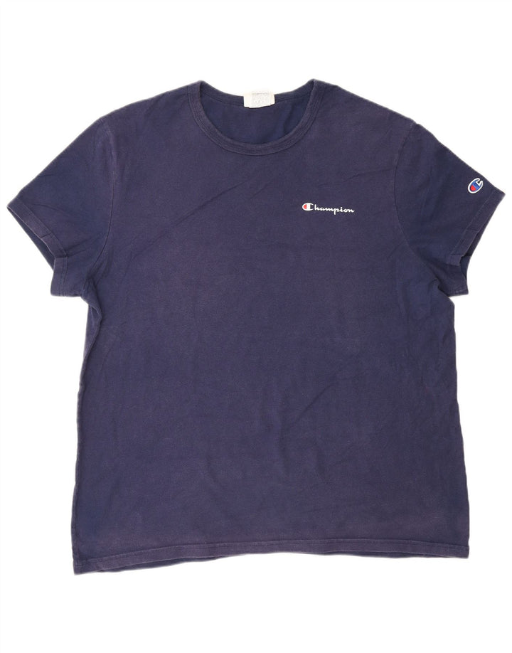 Champion Mens Graphic T-Shirt Top XL Navy Blue Cotton
