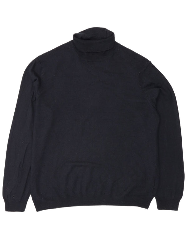 Marks & Spencer Mens Roll Neck Jumper Sweater 2XL Navy Blue Acrylic
