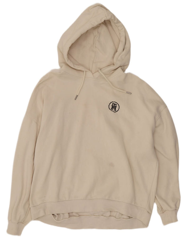 Tommy Hilfiger Mens Hoodie Jumper XL Beige Cotton