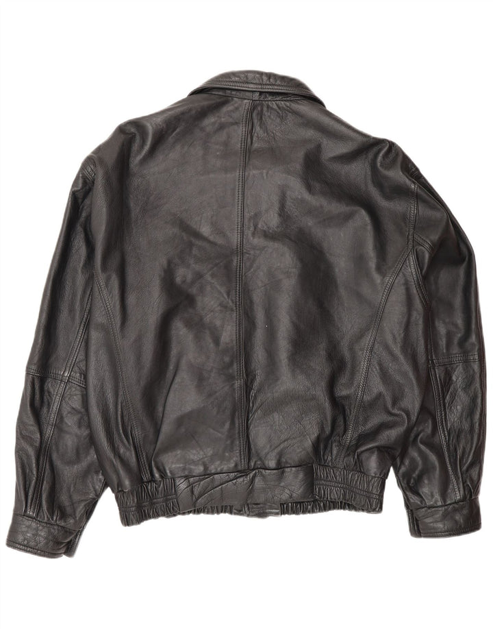 Vintage Mens Leather Jacket UK 40 Large Black Leather