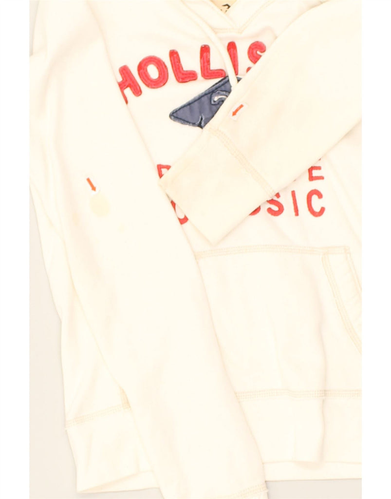 HOLLISTER Womens California Graphic Hoodie Jumper UK 4 XS White Cotton | Vintage Hollister | Thrift | Second-Hand Hollister | Used Clothing | Messina Hembry 